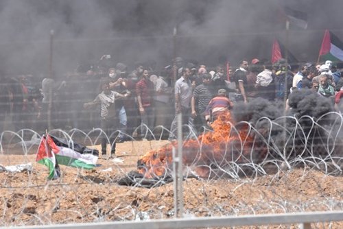 Lundi 14.5.2018, Bande de Gaza, à la frontière israélienne - confrontations violentes  (photo: IDF)